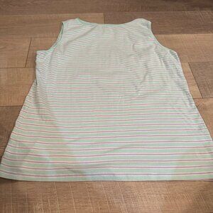 TALBOTS WOMENS GREEN AND PURPLE STRIPE TANK TOP TEE SHIRT 2X